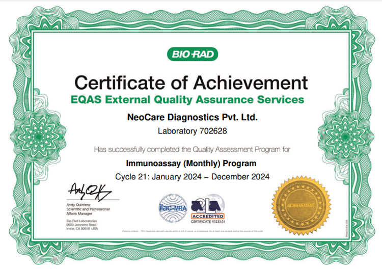 Biorad Immunoassay EQAS Certificate